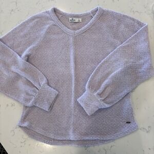 Hollister Super Soft Fuzzy VNeck‎ Pullover Lavender Womens SM Spring Cottagecore